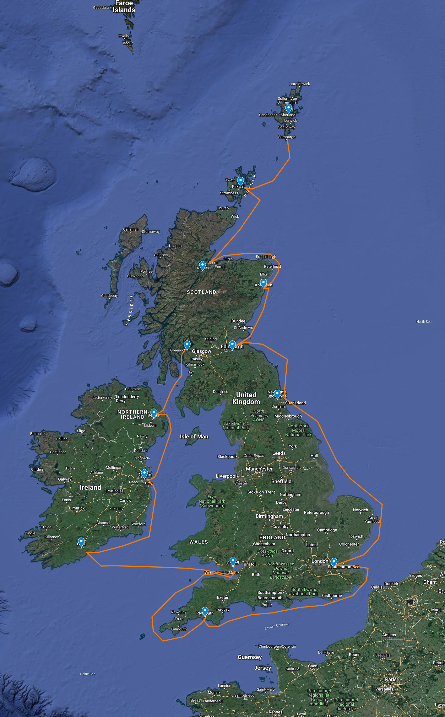 12. North West Europe route map