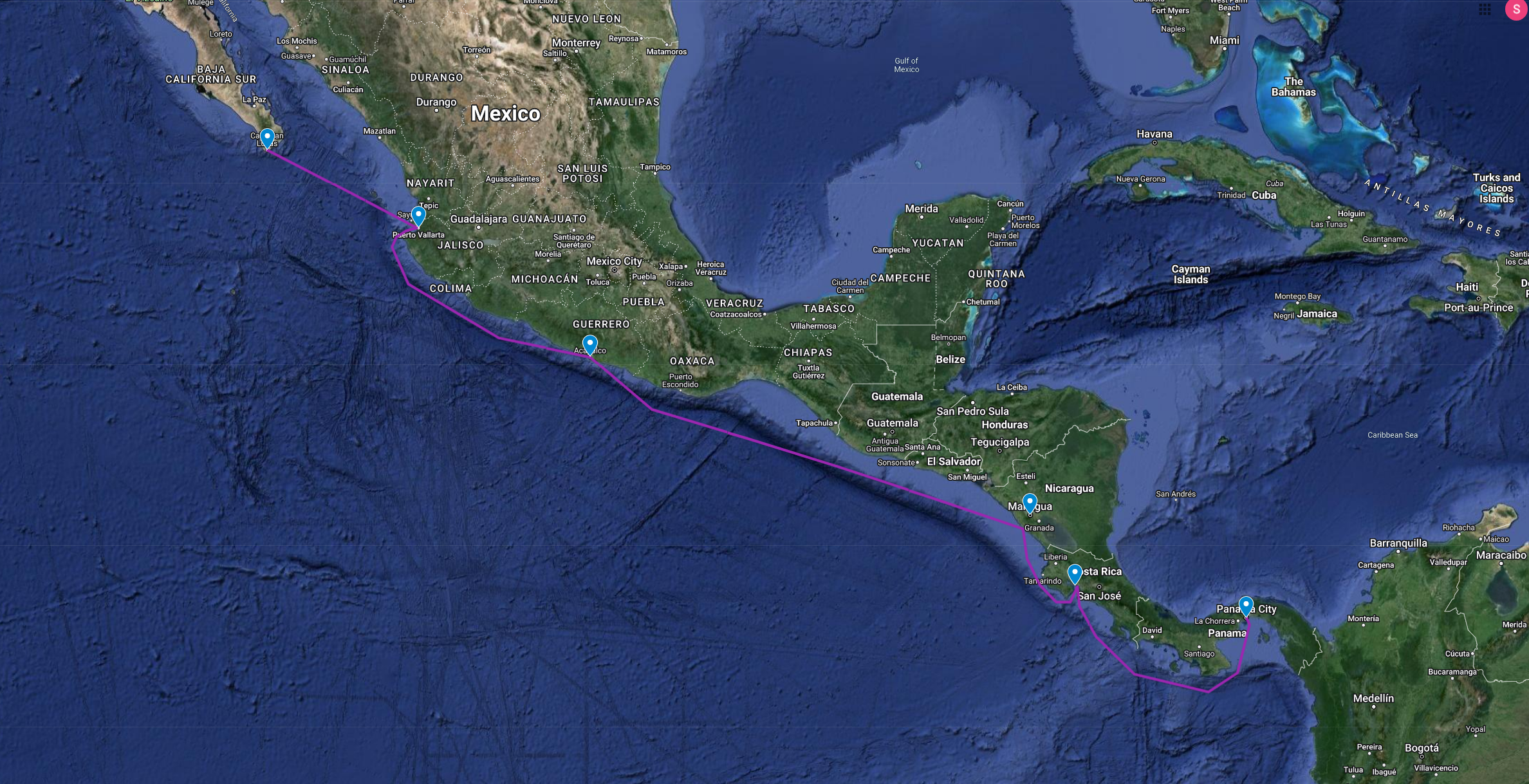 3. Central America route map