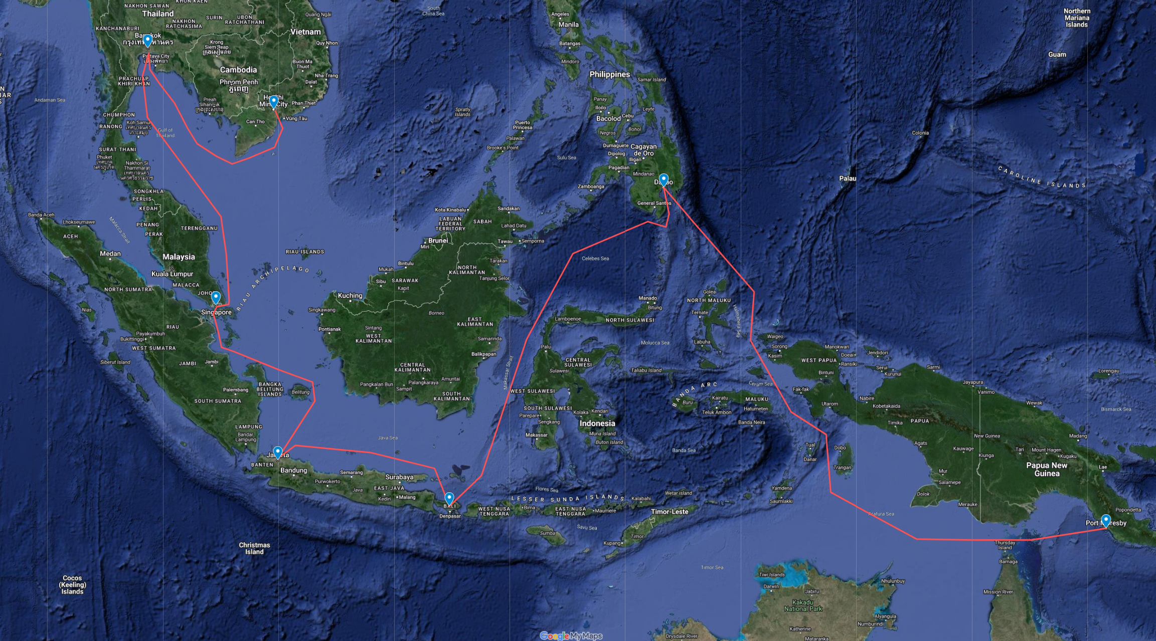 6. South East Asia route map