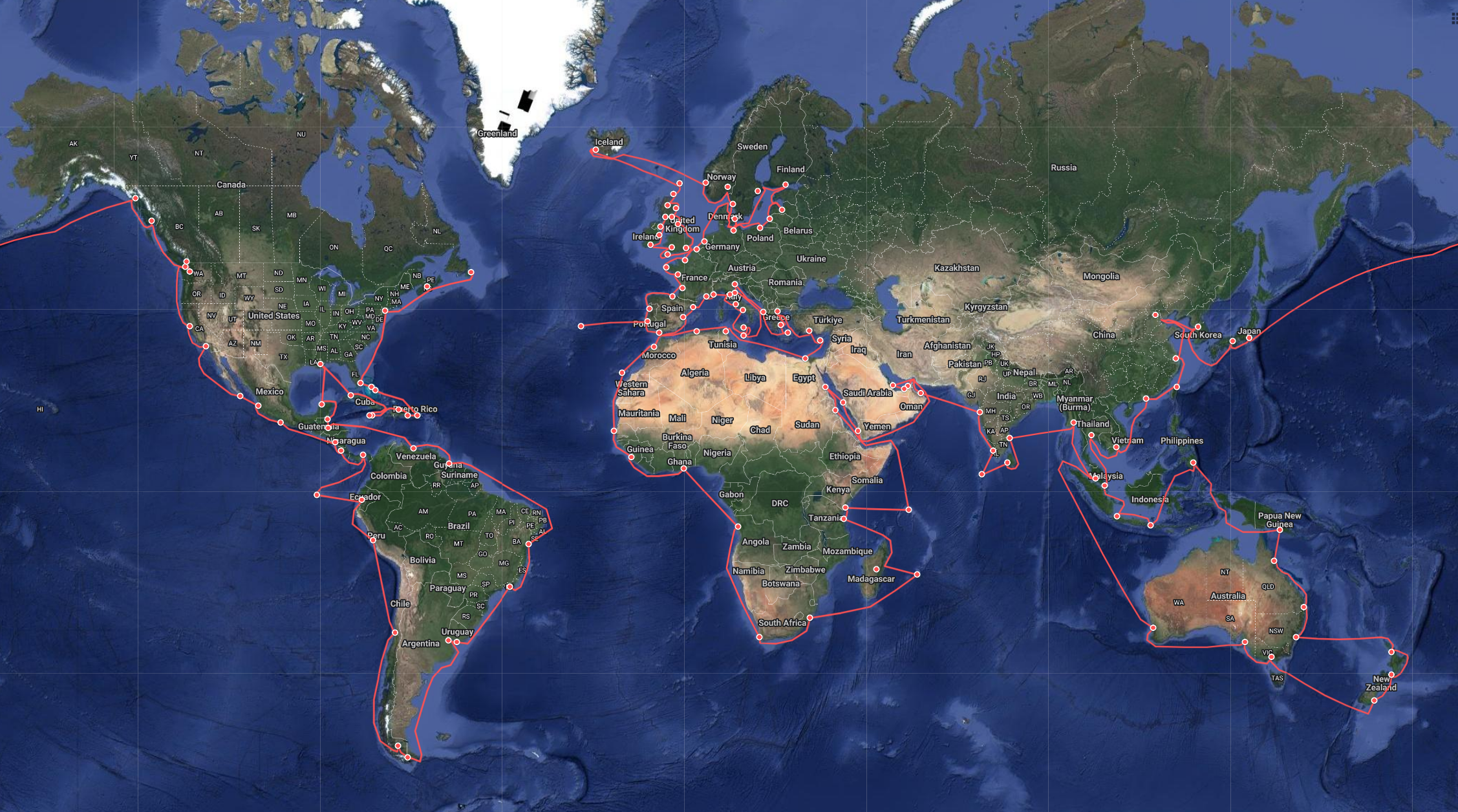 World destination route map